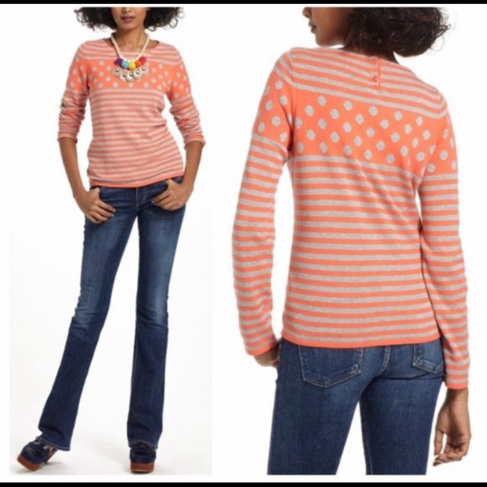 Sparrow Anthropologie size M orange/grey sweater